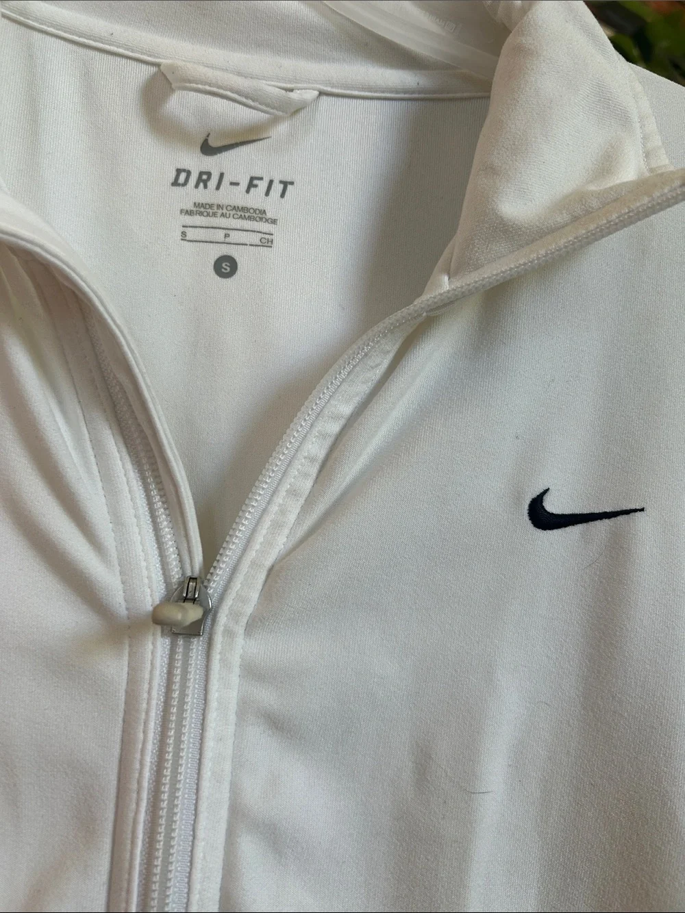 Nike White Full-Zip Dri-FIT Athletic Jacket with Swoosh